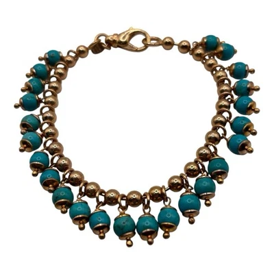 Bronze Milor Italy Single Strand Ball Chain Beaded Turquoise Bracelet - Image 1 of 4