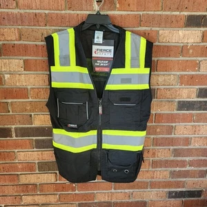 Fierce Safety Large SU500B Premium Class 1 Black Vest with Tablet Pocket - Picture 1 of 11
