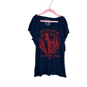 NWT Chaser The Who Band Tee Short Sleeve Scalloped Hem T Shirt Navy Blue Size 6 - Picture 1 of 3