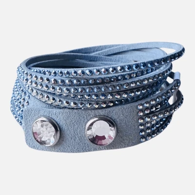 Pulseira Swarovski Slake azul gelo couro e envoltório de cristal com ajuste de cristal - Imagem 1 de 4