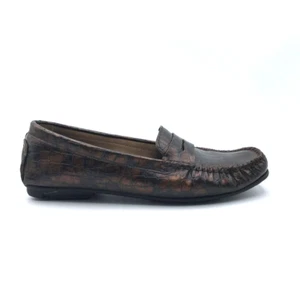 Impo Womens Devon Penny Loafer Shoes Brown Black Crocodile Slip On Leather 11 M - Picture 1 of 11