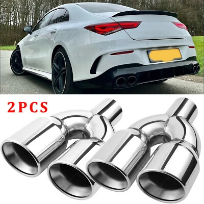2X 2.5" Entrada 3.5" Salida 9.5"L Doble Tubo de Escape Punta Para Mercedes-Benz CLA180 250 Foto 1 de 4