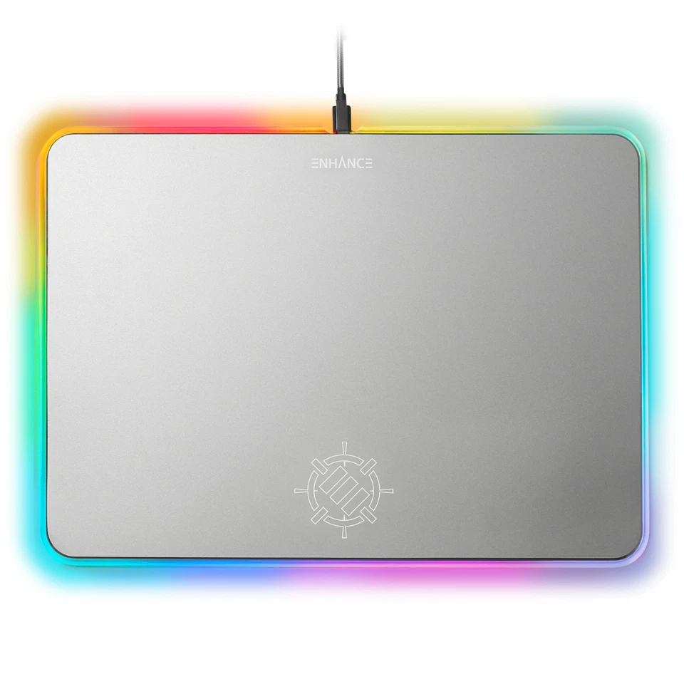 ENHANCE Aluminum LED Mouse Pad with Rainbow Illumination - Metal Alloy Finish - Image 1 of 4