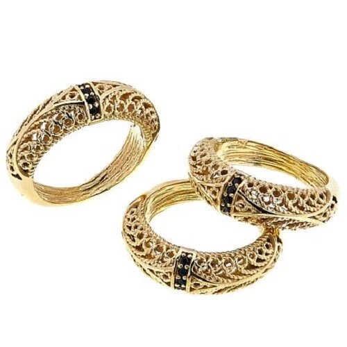 HSN Bellezza Juego de 3 Anillos Apilables Filigrana Espinela Negra Talla 6 Foto 1 de 3