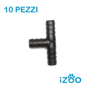 RACCORDO A T DA 10 MM PER COLLEGAMENTO ABBEVERATOIO GALLINE POLLI CONIGLI 10 PZ - Foto 1 di 1