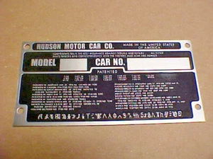 Hudson Data Plate Made in USA Acid Etched Aluminum - Picture 1 of 2