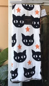 Cynthia Rowley Halloween Black Cat Orange Stars Throw Blanket Viral TikTok NWT - Picture 1 of 7