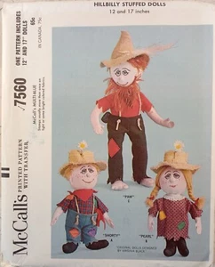 McCALLs 7560 HILLBILLY Stuff Dolls PEARL SHORTY PAW 12" 17" Transfers UNCUT 1964 - Picture 1 of 8