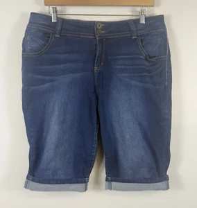 City Chic women's denim blue shorts bermuda cuff stretch high rise Size 18 Plus - Picture 1 of 11