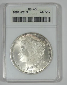 1884-CC Morgan Silver Dollar CERTIFIED ANACS MS 65 First Generation Holder - Picture 1 of 4