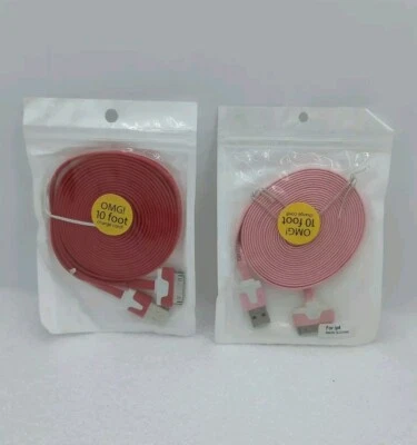 Set of 2 ~ USB Sync Data Charging Charger Cable Cord for Apple iPhone 4 4S (ip4) - Image 1 of 4