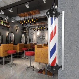 40" Outdoor Barber Shop Pole Rotating Light Hair Salon Sign Illuminated Light - Picture 1 of 10