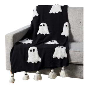 Rachel Zoe Ghost Heavy Throw Blanket Black White 50" x 60" New with Tags Tiktok - Picture 1 of 14