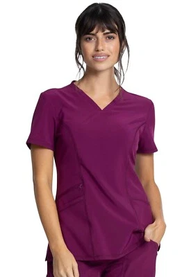 Cherokee Allura Women's Scrubs V-Neck Top CKA684 WIN Wine Free Ship - Image 1 of 4