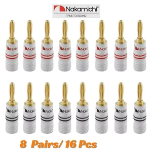 8 paia Nakamichi connettore altoparlante audio cavo spina banana placcato oro 24k 4mm - Foto 1 di 9