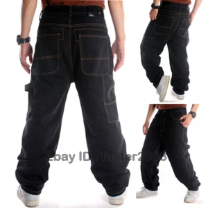 HEISS Herren Jeans Loose Baggy Denim Hip-Hop Rap Skateboard Hose Streetwear Hose - Bild 1 von 12