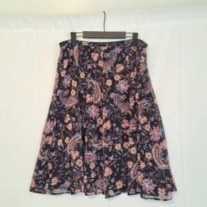 Gonna midi Jaclyn Smith nera multicolore paisley floreale ragazza Y2K floreale taglia grande - Foto 1 di 7