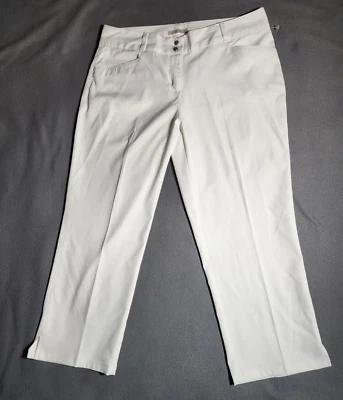 Pantalones Adidas Mujer Talla 8 Blanco Pierna Recta Recortada Cinturón Lazos Cremallera Botones Foto 1 de 4