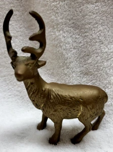 Estatuilla pequeña de 4" de latón pesado ciervo reno alce ciervo buck cuerpo texturizado 11 oz. - Imagen 1 de 6
