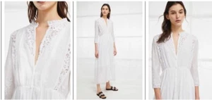French Connection Alimos Broderie Midi Dress Size 12 New Tags - Picture 1 of 7