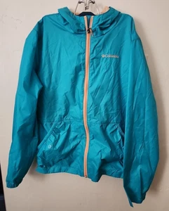 COLUMBIA Girl's Mountain Jack Teal Hooded Waterproof Raincoat Size L (14/16) NWT - Picture 1 of 9