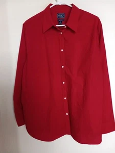 VTG Ralph Lauren Chaps No Iron Womens Red Shirt Top Blouse Sz 2X - Picture 1 of 3