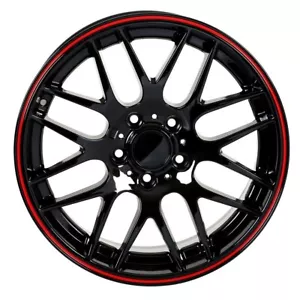 18" M3 CSL STYLE BLACK RED LIP WHEELS RIMS FITS BMW 5X120 428 430 435 440 m440i - Picture 1 of 6