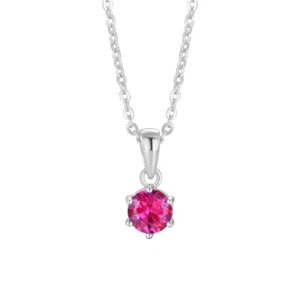 Ladies Sterling 925 Solid Fine Silver 0.5 Carat Ruby Pendant & 18 Inch Chain - Picture 1 of 4