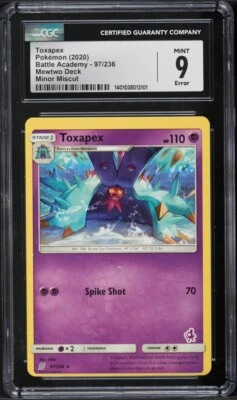 2020 Pokemon SWSH Battle Academy Mewtwo Deck Error Miscut Toxapex #97 CGC 9 MINT - Image 1 of 2