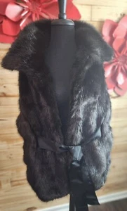 Steve Madden Thick Plush Faux Fur Java Long Ribbon Belted Vest Large  - Picture 1 of 7