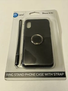 iPhone X/Xs Ring Stand Cell Case with Strap (Black) New - Picture 1 of 4