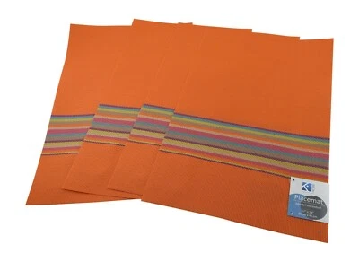 Set of 4 PVC Indoor Outdoor Waterproof Placemats Orange Rainbow Stripe - Image 1 of 4