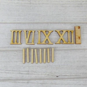 schmale 2,5 cm Römische Ziffern Zahlen 3 6 9 und 12 mit 8 Striche aus Holz - Bild 1 von 1
