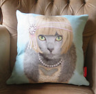 ART DECO ROARING 20s LADY CAT KITTEN PUSSY  PETS ROCK CUSHION COVER ONLY
