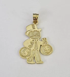 Real 10K Grandpa Money Bag Pendant Charm Yellow Gold Genuine 10kt - Picture 1 of 6