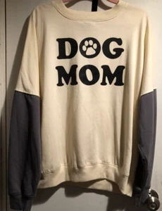 Modern Lux Women's XL Dog Mom Crewneck Long Sleeve Colorblock Sweatshirt - Picture 1 of 5