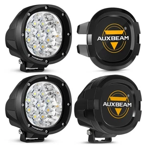 AUXBEAM 4" Round LED Offroad Lights Pods Driving Ditch Light White&Amber + Cover - Picture 1 of 12