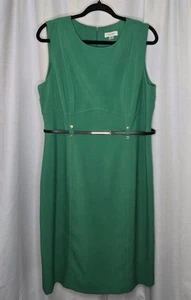 Calvin Klein kelly green sheeth dress with belt sz 14 - Picture 1 of 8