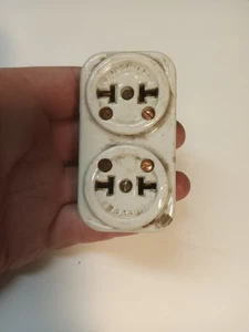 Adaptador eléctrico de cerámica Hubble vintage puntas horizontales - Imagen 1 de 12