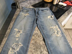 Jeans vintage Levis 541 uomo 34x34 blu denim invecchiato anni 90 USA invecchiato - Foto 1 di 16