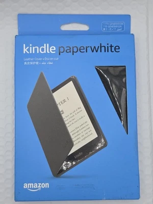 Amazon Kindle Paperwhite 11th Generation Leather Cover Case Black - Image 1 of 3