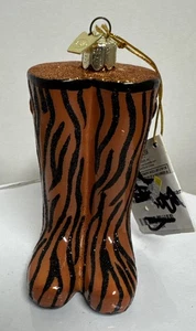 Tigerstreifen Gummistiefel mundgeblasenes Glas Weihnachtsschmuck Kurt Adler Nobel Edelsteine - Bild 1 von 8