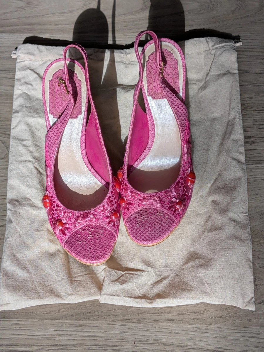 靴 Vintage Dior Pink Flower Heels 38 1/2 Treasures of NYC - Dior Pink Monogram Blossom Kitten Heels