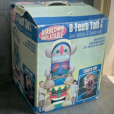 Gemmy Airblown Inflatable Lighted Totem Pole Tiki Luau Party Summer Huge 8 FT - Image 1 of 4