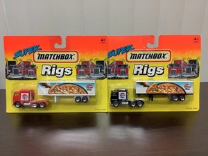 Matchbox Super Rigs Pizza Hut LOT 2 Black/Red Cab & Trailer NIP Diecast 1994 - Picture 1 of 4