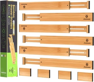 Separador de cajones de bambú Antowin 10 piezas - Ajustable 43-56 cm - NUEVO - Imagen 1 de 4