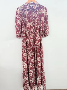 Table Eight 3/4 Sleeve Floral Print Midi Dress Maroon Size 14 - Picture 1 of 5