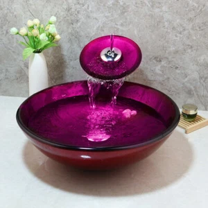 Rubinetto miscelatore ottone lavabo lavabo vetro trasparente bagno elegante dipinto - Foto 1 di 9