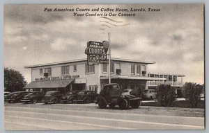Postcard Pan American Courts & Coffee Room, Laredo, Texas Antique Cars - Picture 1 of 2