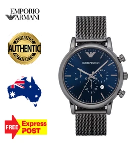 NEW EMPORIO ARMANI LUIGI AR1979 GUNMETAL GREY/BLUE CHRONOGRAPH MENS WATCH - Picture 1 of 7
